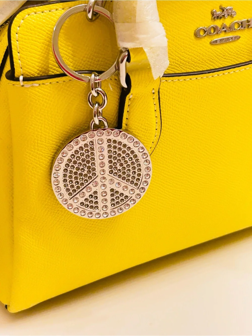 NWOT RARE Coach Y2K Swarovski Peace Sign Keychain/ Bag  Charm
